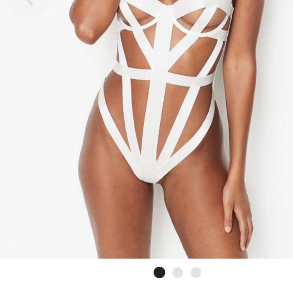White strappy bondage teddy-size small
